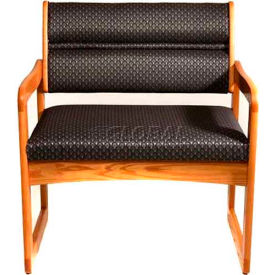 Wooden Mallet DWBA1-1LOVM Wooden Mallet Valley Bariatric Guest Chair with Sled Base, Solid Vinyl, Mocha/Light Oak image.