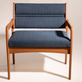 Wooden Mallet DWBA3-1LOVB Bariatric Standard Leg Chair - Light Oak/Blue Vinyl image.