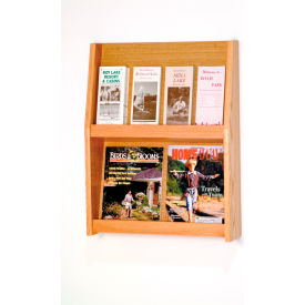 Wooden Mallet LD24-8LO Wooden Mallet™ 4 Magazine & 8 Brochure Wall Display, 19-1/2"W x 4-3/4"D x 24-1/2"H, Light Oak image.