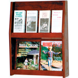 Wooden Mallet LD24-8MH Wooden Mallet™ 4 Magazine & 8 Brochure Wall Display, 19-1/2"W x 4-3/4"D x 24-1/2"H, Mahogany image.