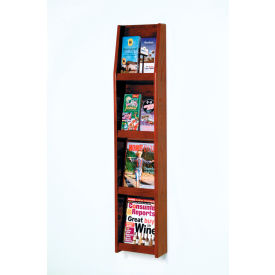 Wooden Mallet LD49-8MH Wooden Mallet™ 4 Magazine & 8 Brochure Wall Display, 10-1/2"W x 4-3/4"D x 49"H, Mahogany image.