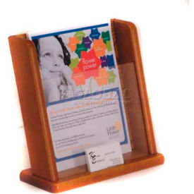 Wooden Mallet Countertop Literature Display with Business Card Pocket Medium Oak