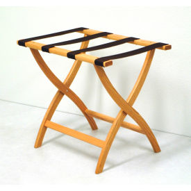 Wooden Mallet LR2-LOTAN Luggage Rack w/ Convex Legs - Light Oak/Tan image.