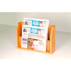 Wooden Mallet PT-1LO Countertop 2 Pocket Newspaper Display - Light Oak image.