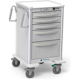 Waterloo Healthcare, LLC JMGSA-33369-LTG Waterloo Healthcare 5-Drawer Aluminum Junior Medium Nurse Server Cart, Push Button Lock, Light Gray image.