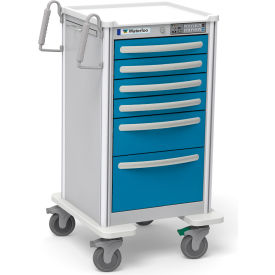 Waterloo Healthcare, LLC JTGEA-333369-ELB Waterloo Healthcare 6-Drawer Aluminum Junior Tall Nurse Server Cart, Electronic Lock, Electric Blue image.