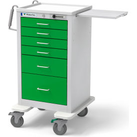 Waterloo Healthcare, LLC JTGSU-333369-SPG Waterloo Healthcare 6-Drawer Steel Junior Tall Medical Bedside Cart, Push Button Lock, Spring Green image.