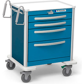 Waterloo Healthcare, LLC USBLA-3369-ELB Waterloo Healthcare 4-Drawer Aluminum Short Emergency Cart, Lever Lock, Electric Blue image.