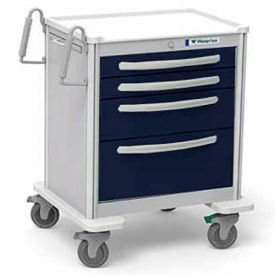 Waterloo Healthcare, LLC USGKA-3369-DKB Waterloo Healthcare 4-Drawer Aluminum Short Anesthesia Cart, Key Lock, Dark Blue image.