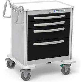 Waterloo Healthcare, LLC USGKA-3369-GRA Waterloo Healthcare 4-Drawer Aluminum Short Treatment Cart, Key Lock, Charcoal image.