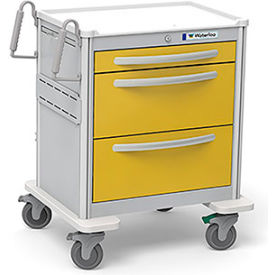Waterloo Healthcare, LLC USGKA-399-YEL Waterloo Healthcare 3-Drawer Aluminum Short Isolation Cart, Key Lock, Yellow image.
