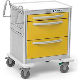 Waterloo Healthcare 3-Drawer Aluminum Short Isolation Cart, Lever Lock, Yellow