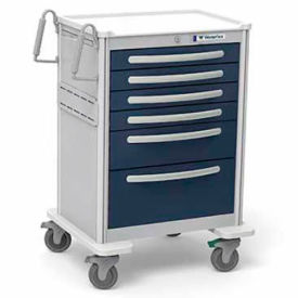Waterloo Healthcare, LLC UTGKA-333369-DKB Waterloo Healthcare 6-Drawer Aluminum Tall Anesthesia Cart, Key Lock, Dark Blue image.