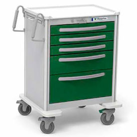 Waterloo Healthcare, LLC UTGKA-33669-FWG Waterloo Healthcare 5-Drawer Aluminum Tall Anesthesia Cart, Key Lock, Fairway Green image.