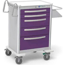 Waterloo Healthcare, LLC UTGKA-33669-VIL Waterloo Healthcare 5-Drawer Aluminum Tall Treatment Cart, Key Lock, Violet image.