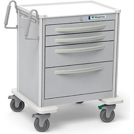 Waterloo Healthcare, LLC UTGKA-3699-LTG Waterloo Healthcare 4-Drawer Aluminum Tall Treatment Cart, Key Lock, Light Gray image.