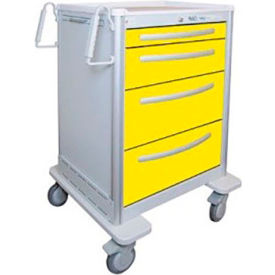 Waterloo Healthcare, LLC UTGKA-3699-YEL Waterloo Healthcare 4-Drawer Aluminum Tall Isolation Cart, Key Lock, Yellow image.