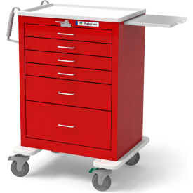 Waterloo Healthcare, LLC UTRLU-333369-RED Waterloo Healthcare 6-Drawer Steel Tall Emergency Cart, Lever Lock, Red image.