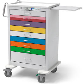 Waterloo Healthcare, LLC UXGLU-9PEDS Waterloo Healthcare 9-Drawer Steel Tall Pediatric Emergency Cart, Lever Lock, Multi-Color image.