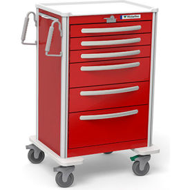 Waterloo Healthcare, LLC UXRLA-333669-RED Waterloo Healthcare 6-Drawer Aluminum X-Tall Emergency Cart, Lever Lock, Red image.