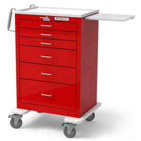 Waterloo Healthcare, LLC UXRLU-333669-RED Waterloo Healthcare 6-Drawer Steel X-Tall Emergency Cart, Lever Lock, Red image.