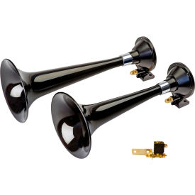 Wolo Manufacturing Corp 870 Wolo® Two Trumpet Train Horn Black Abs With 12-Volt Solenoid And Brass Fittings - 870 image.