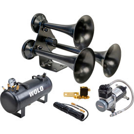 Wolo Manufacturing Corp 887-858 Wolo® Three Trumpet Train Horn Paint Black With On-Board Air System - 887-858 image.