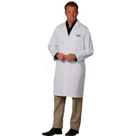 Superior Surgical Mfg Co 437-S Fashion Seal Unisex Knot Button Lab Coat, 39-1/2"L, 100 Cotton, S, White image.