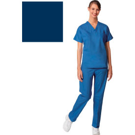 Superior Surgical Mfg Co 6785L Unisex Set-In Sleeve Scrub Shirt, Reversible, Navy, L image.