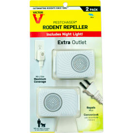 Woodstream Corporation M752PS Victor Pestchaser Rodent Repellent with Nightlight & Extra Outlet, Sonic Repellent - 2/Pack - M752PS image.