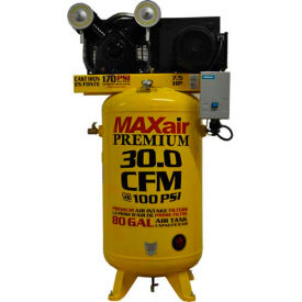 Wood Industries, Inc. C7180V1-MS-MAP MaxAir C7180V1-MS-MAP, 7.5 HP, Single-Stage Comp, 80  Gal, Vert., 170 PSI, 30 CFM, 1-Phase 208-230V image.