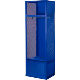 Hallowell® Gear Locker w/ Top Shelf & Footlocker 24""W x 18""D x 72""H Blue All-Welded