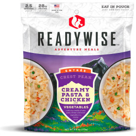 ReadyWise 05-906 Outdoor Creamy Pasta and Vegetables with Chicken, 2 Servings/Pouch, 6/Pack