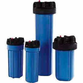 Watts Water Quality & Conditioning Produ FH10BL1PR 20" Full Flow Blue/Black Plastic Filter Housing 1" Port Pressure Release image.
