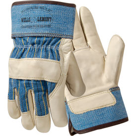 WELLS LAMONT INDUSTRIAL Y2008L Wells Lamont Industrial Grain Cowhide Leather-Palm Glove W/ Safety Cuff, Wing Thumb, L, 12 Pairs image.