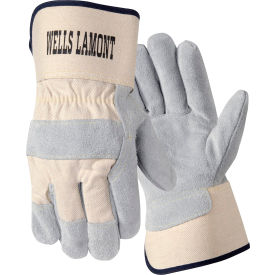 WELLS LAMONT INDUSTRIAL Y3014L Wells Lamont Industrial Leather-Palm Glove W/ Side Split, Wing Thumb, Safety Cuff, L, 12 Pairs image.