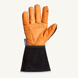 SUPERIOR GLOVE WORKS USA LIMITED 375GKGVBL Superiorglove Endura Oilbloc Treated Goatskin Leather Gloves, Kevlar Lining, 4" Cuff, ANSI A5, L image.