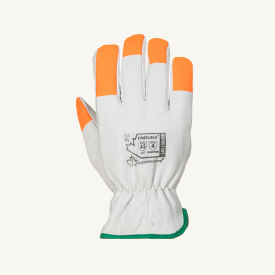 SUPERIOR GLOVE WORKS USA LIMITED 378GTXOTM Superiorglove Endura Goatskin, HPPE/Steel Lined Gloves W/Hi-Viz Orange Finger Tips, ANSI A4, M image.