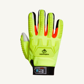 SUPERIOR GLOVE WORKS USA LIMITED MXGKGHVB/S Superiorglove Clutch Gear Hi-Viz Goatskin Mechanics Glove, Blended Kevlar Liner, ANSI A5, S image.