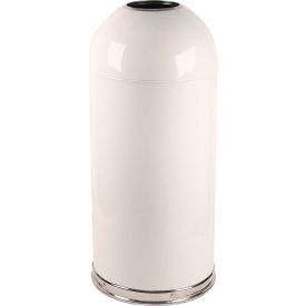 Witt Company 415DTWH Witt Monarch Steel Round Trash Can W/Dome Top, 15 Gallon, White image.