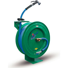 HD Retractable Rubber Water Hose Reel 3/4" x 50 with 6' Lead-In & Spray Nozzle, Green view 2