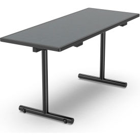 Palmer Hamilton Flip Top T-Leg Table 60"L x 24"W x 29"H Battleship Gray Laminate Black 