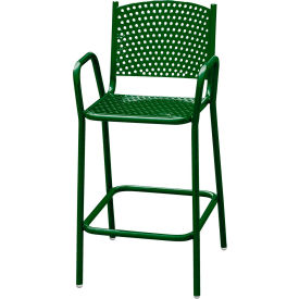 Leisure Craft 42-3/4" Tall Perforated Bar Height Metal Chair Black Green 