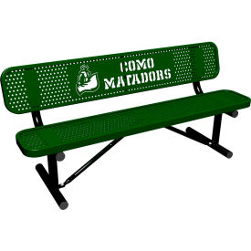Leisure Craft 6 Personalized Standard Bench w/ Back Perforated Metal Portable Black Green 