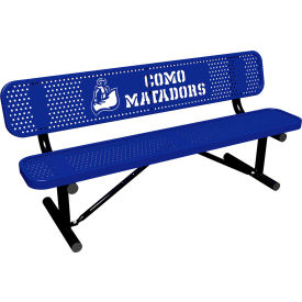 Leisure Craft 6 Personalized Standard Bench with Back Perforated Metal Portable Navy 