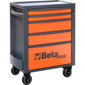 Heavy Duty Rolling Tool Cabinet, 5 Drawers, 29-1/8"W x 17-1/2"D x 38-1/8"H, Orange view 2