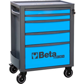 Heavy Duty Rolling Tool Cabinet, 5 Drawers, 29-1/8"W x 17-1/2"D x 38-1/8"H, Blue view 2