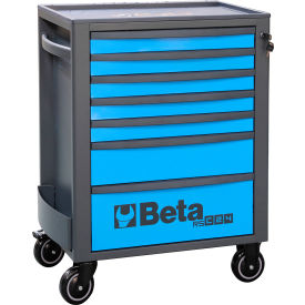 Heavy Duty Rolling Tool Cabinet, 7 Drawers, 29-1/8"W x 17-1/2"D x 38-1/8"H, Blue view 2