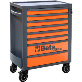 Heavy Duty Rolling Tool Cabinet, 8 Drawers, 29-1/8"W x 17-1/2"D x 38-1/8"H, Orange view 2