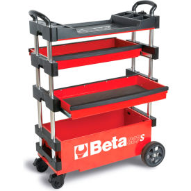 Collapsible Tool Cart, 110 lb. Capacity, 27"W x 12"D x 36"H, Red view 2